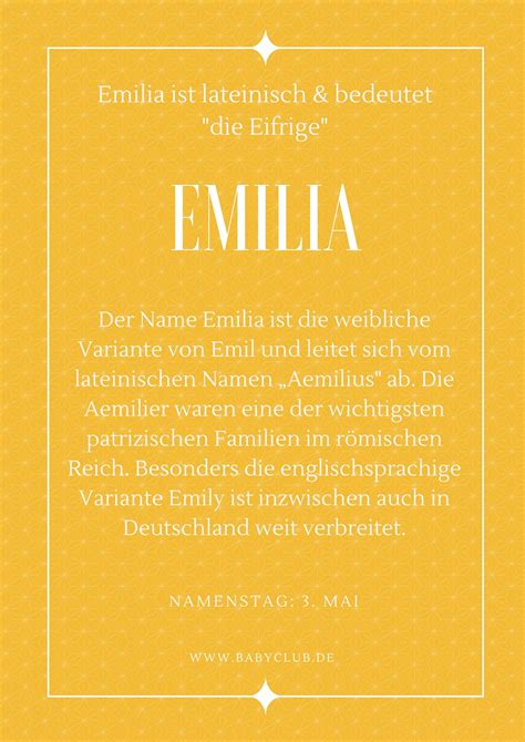 was bedeutet der name emilia|emilia nickname meaning.